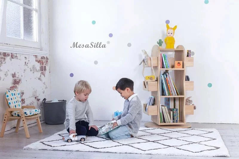 Mesasilla Solid Wood Rotating Bookshelf for Kids - 360 Degree Home Library