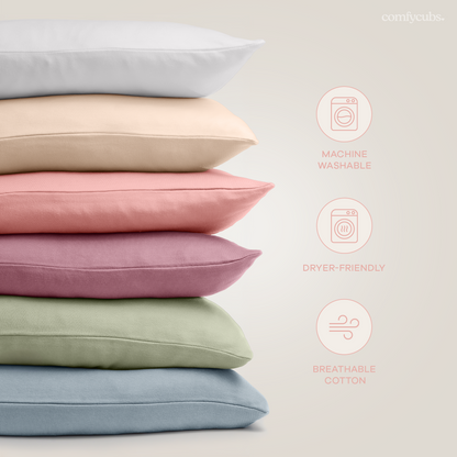 Toddler Pillows with Soft Cotton Pillow Case by Comfy Cubs - Cream