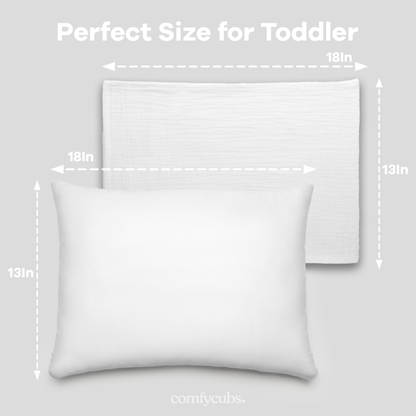 Toddler Pillows with Soft Muslin Pillow Case by Comfy Cubs - White
