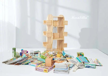 Mesasilla Solid Wood Rotating Bookshelf for Kids - 360 Degree Home Library