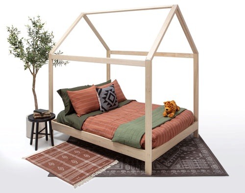 House bed Full Size with legs made in US Solid Wood