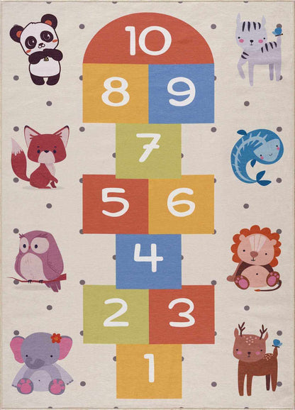 Lundy Colorful Hopscotch Washable Kids Rug