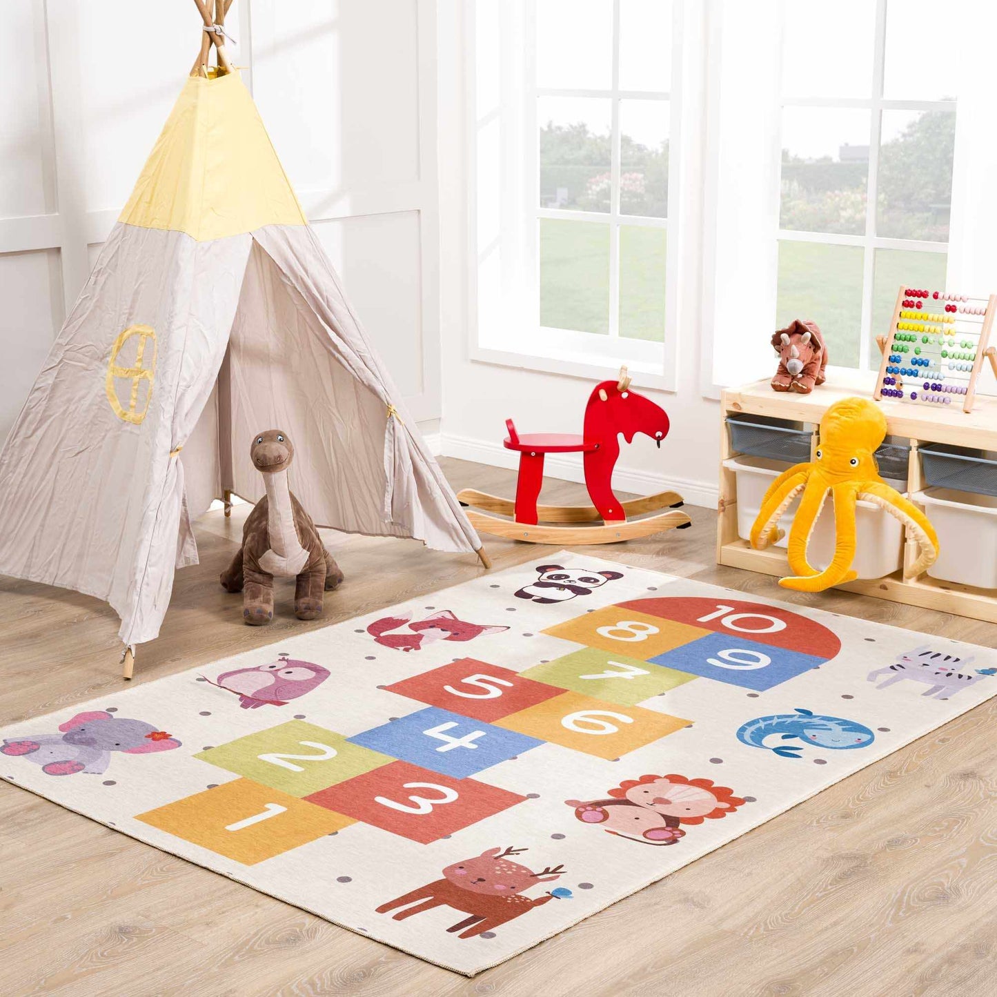 Lundy Colorful Hopscotch Washable Kids Rug