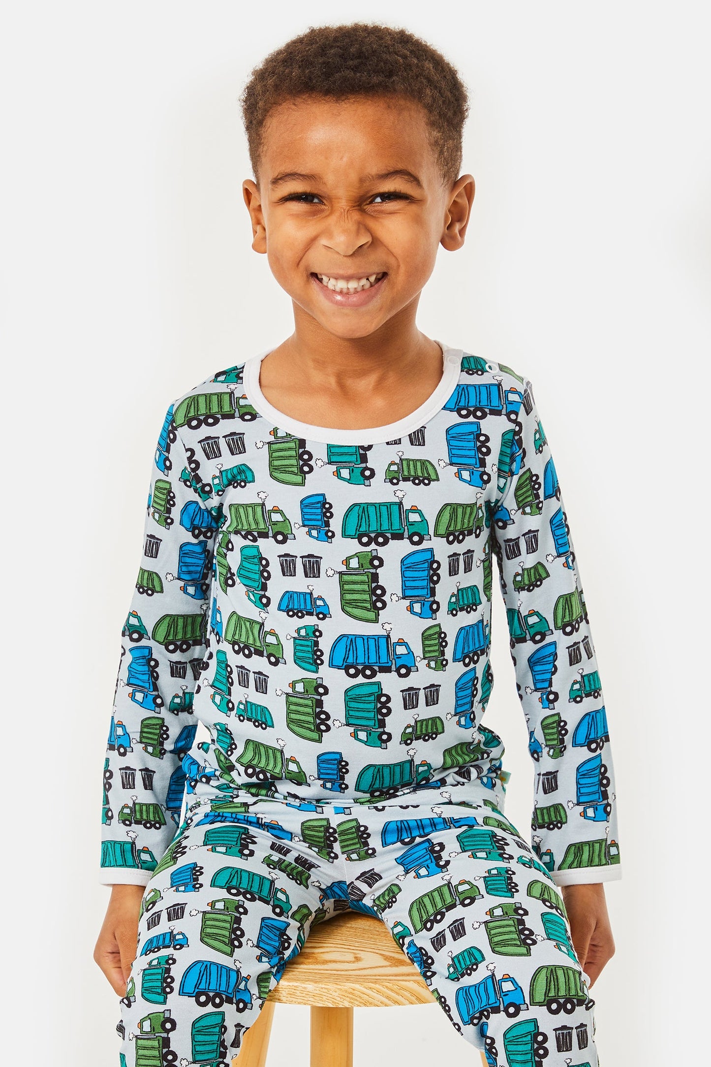 Long Sleeve Pajama Set - Garbage Trucks