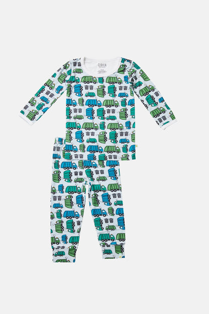 Long Sleeve Pajama Set - Garbage Trucks