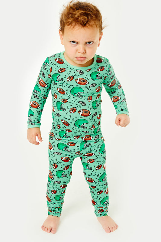 Long Sleeve Pajama Set - Football