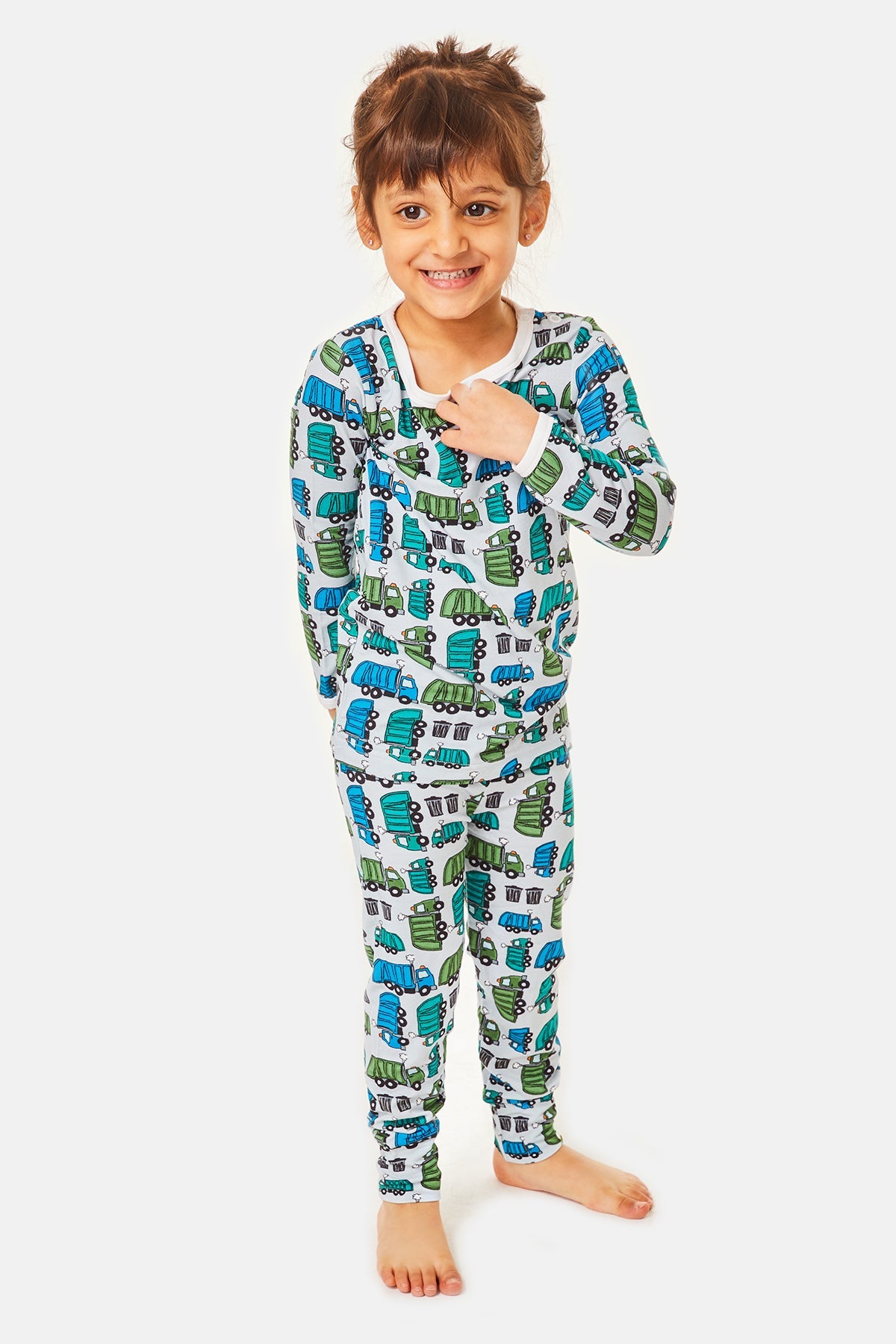 Long Sleeve Pajama Set - Garbage Trucks